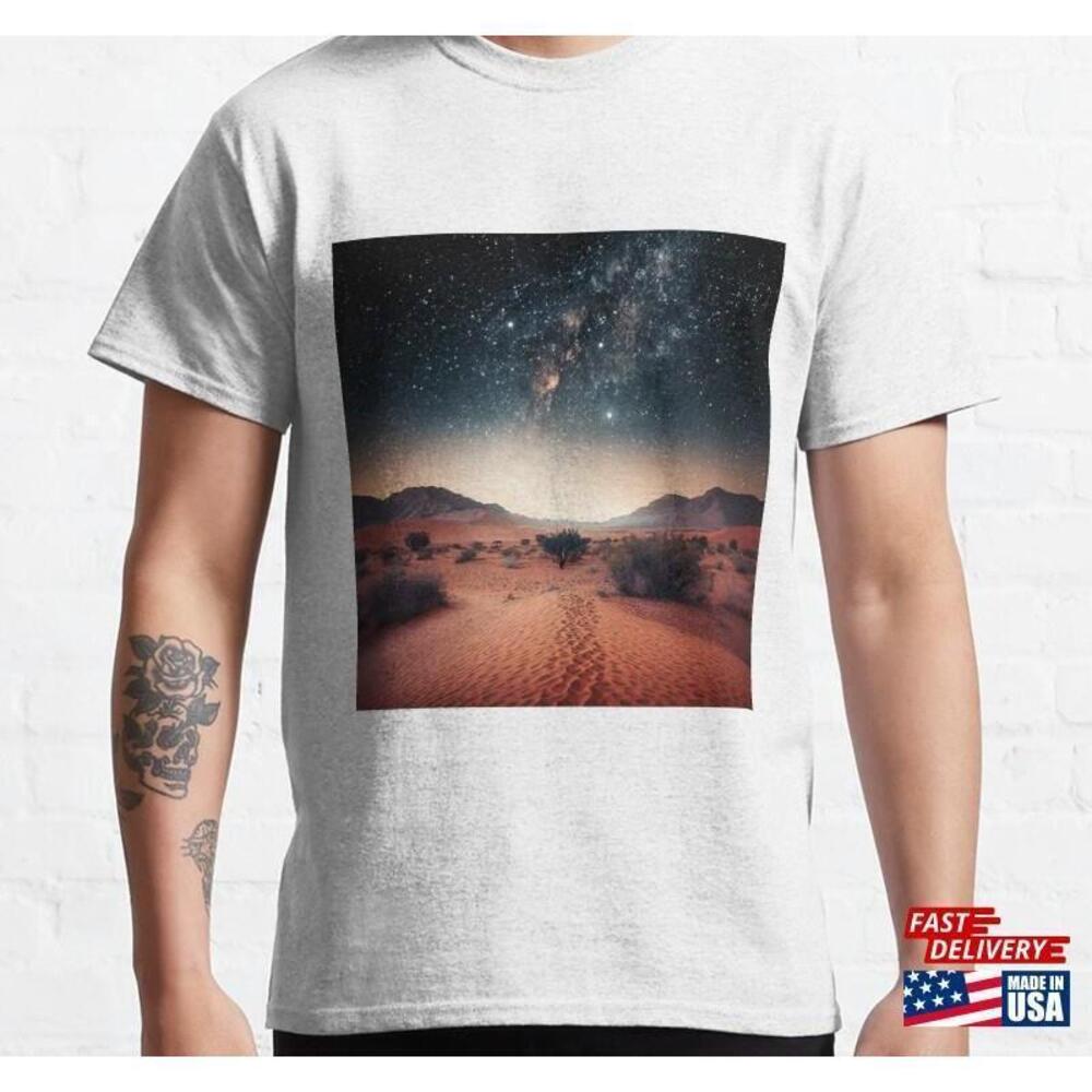 Starry Night In The Desert Nature Photography Art Classic Tshirt Unisex